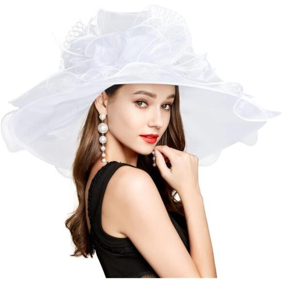 Kentucky Derby Hat for Women, White - Picture 1 of 6